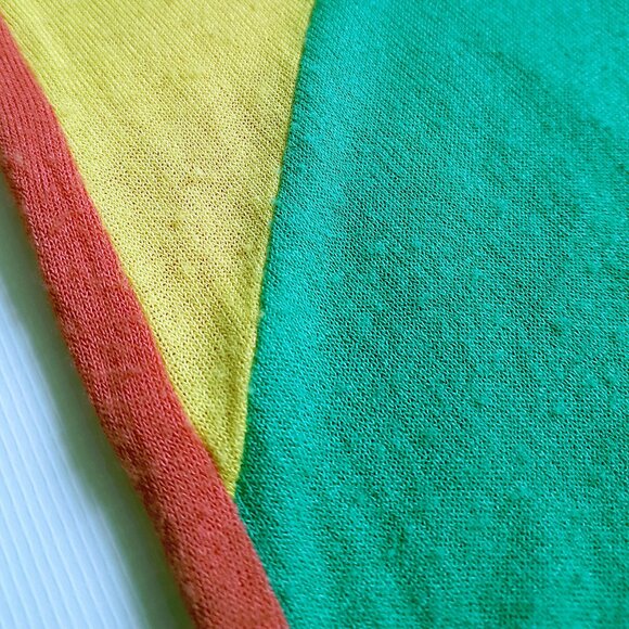 TEA N ROSE Asymmetrical Sleeveless Tank Top Colorblock Coral Orange Yellow Green - Picture 11 of 14